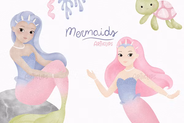 Mermaids fantasy illustration for children by Daniela Collomb